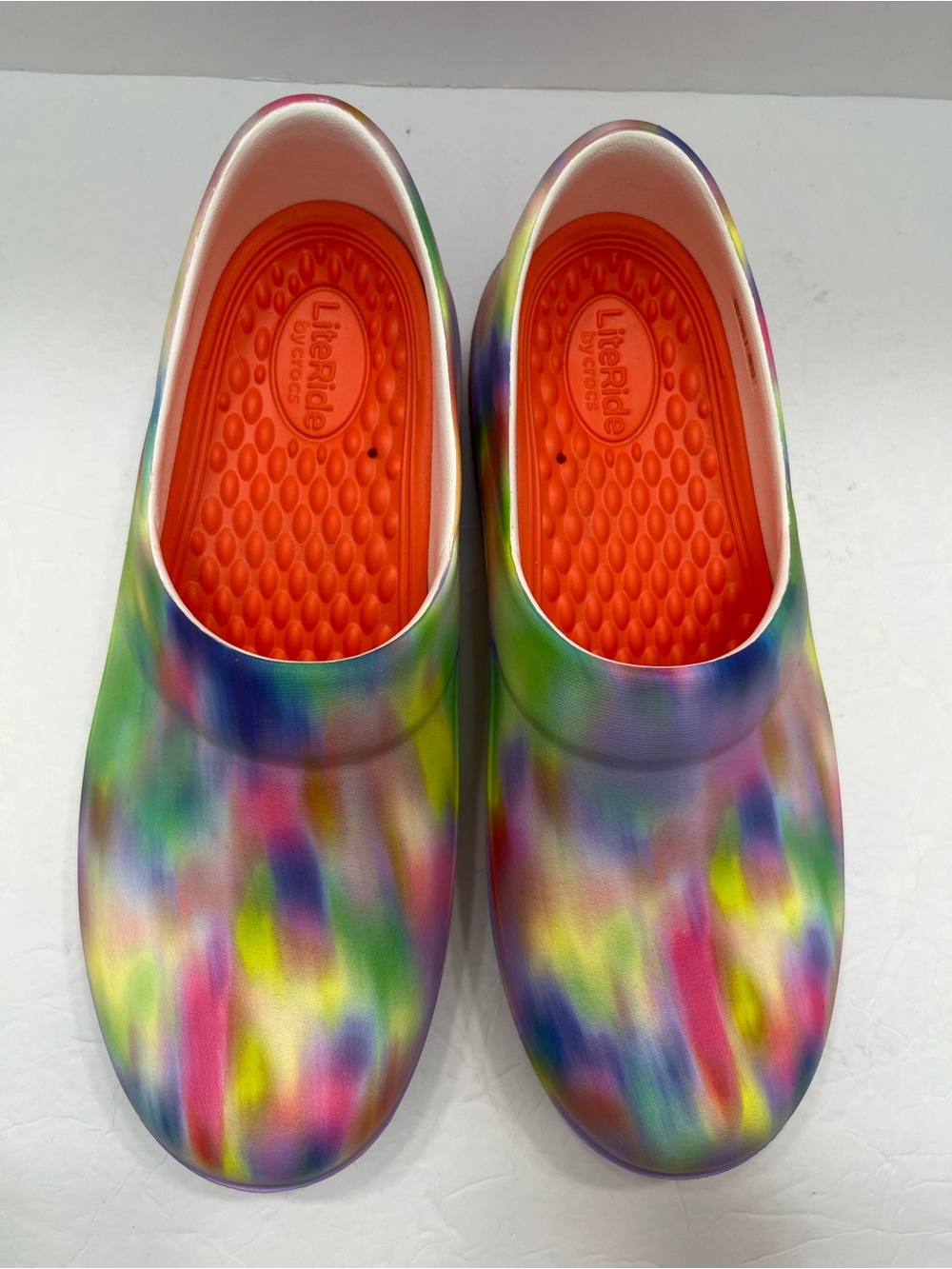 NWOT Crocs Neria Pro II Work Clogs Women's Size 11 Tie Dye Brushed Blur Slip Res